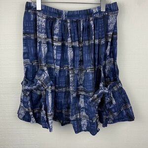 Anthropologie Lil Blue Windowpane Bow Skirt